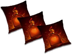 RADANYA 3d printed Polyester Orange Cushion Cover ( Extra large , Pack of 3 )