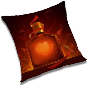 RADANYA 3d printed Polyester Orange Cushion Cover ( Large , Pack of 1 )