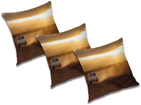 RADANYA 3d printed Polyester Orange Cushion Cover ( Large , Pack of 3 )