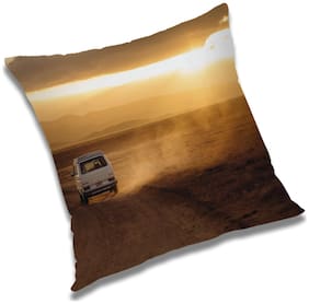 RADANYA 3d printed Polyester Orange Cushion Cover ( Small , Pack of 1 )