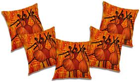 RADANYA 3d printed Polyester Orange Cushion Cover ( Large , Pack of 5 )