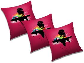 RADANYA 3d printed Polyester Blue Cushion Cover ( Large , Pack of 3 )