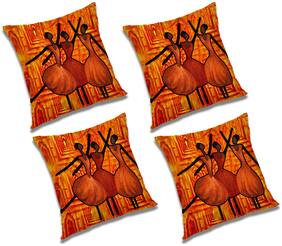RADANYA 3d printed Polyester Orange Cushion Cover ( Large , Pack of 4 )