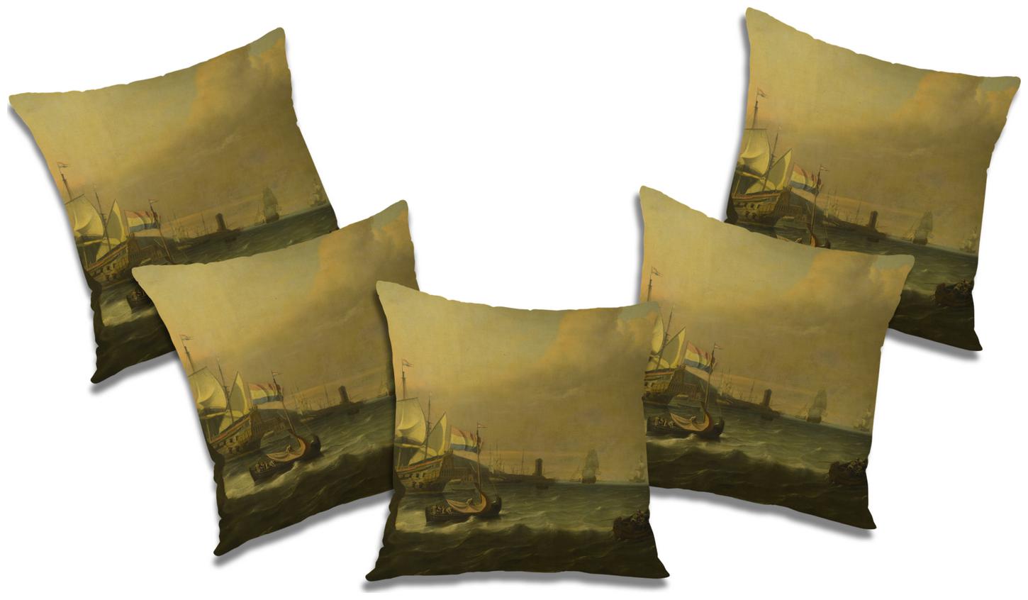 

RADANYA 3D Printed Cushion Cover with Filler (Set of 5) 12X12 inch