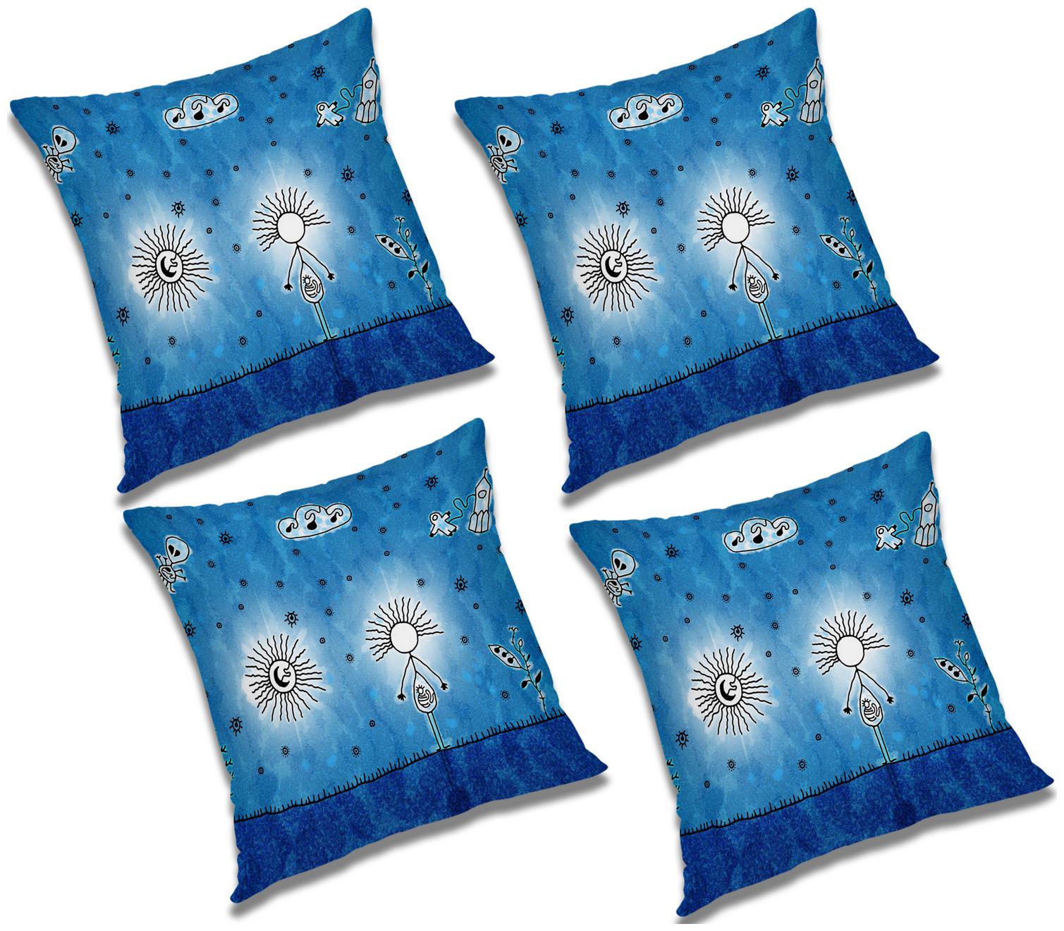 

RADANYA 3d printed Polyester Blue Cushion Cover ( Large Pack of 4 )