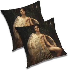 RADANYA 3d printed Polyester Black Cushion Cover ( Extra large , Pack of 2 )