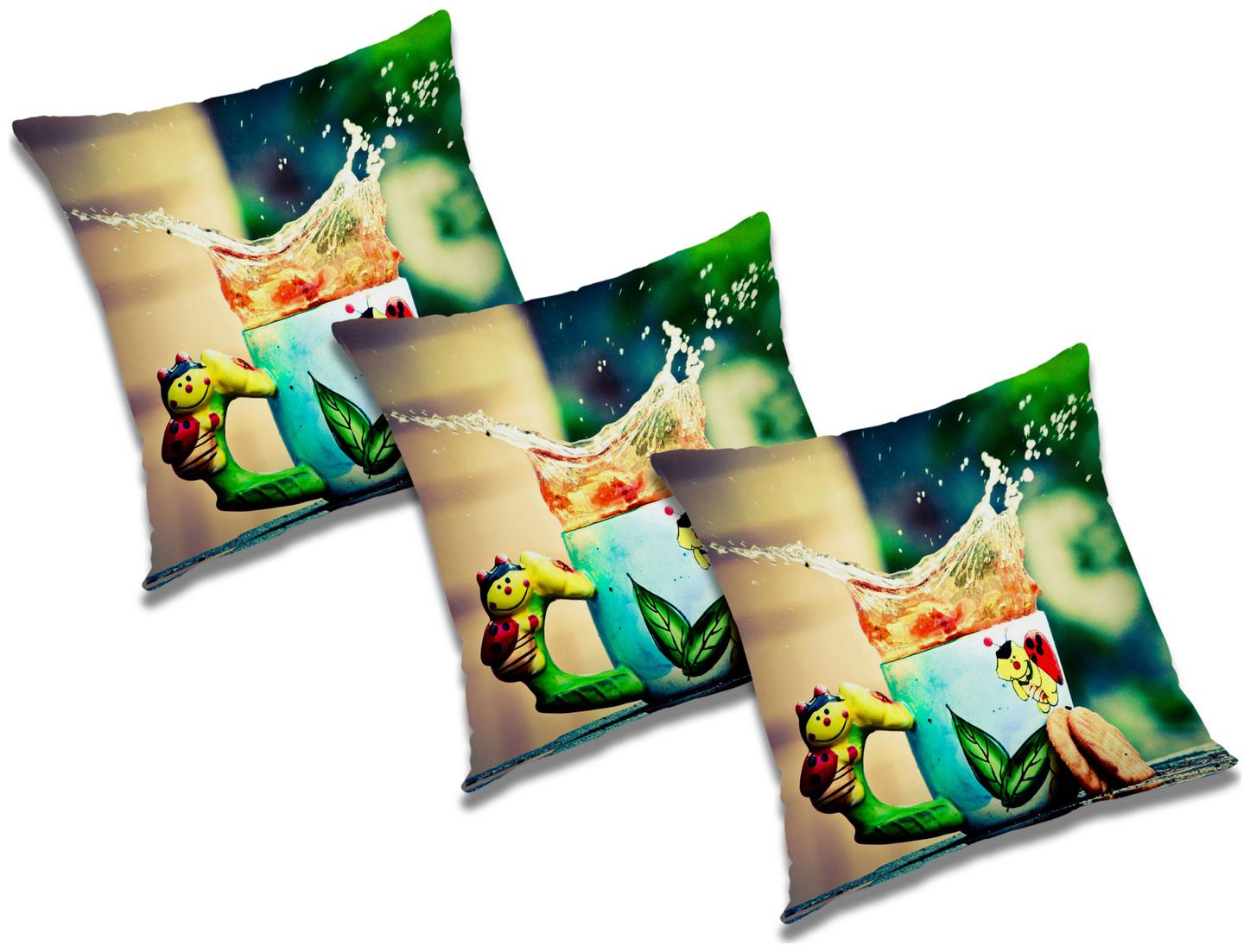 

RADANYA 3d printed Polyester Green Cushion Cover ( Small Pack of 3 )