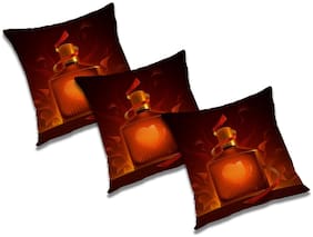 RADANYA 3D Printed Cushion Cover with Filler (Set of 3) 12X12 inch