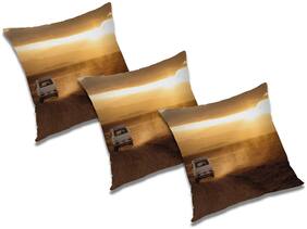 RADANYA 3d printed Polyester Orange Cushion Cover ( Small , Pack of 3 )