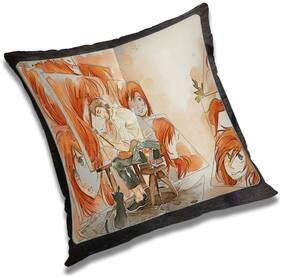RADANYA 3d printed Polyester Orange Cushion Cover ( Extra large , Pack of 1 )