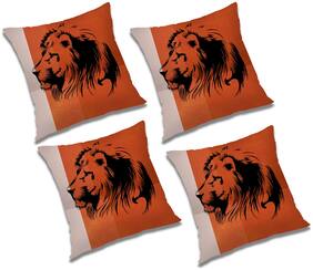 RADANYA 3d printed Polyester Orange Cushion Cover ( Large , Pack of 4 )