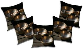 RADANYA 3d printed Polyester Gold Cushion Cover ( Regular , Pack of 5 )