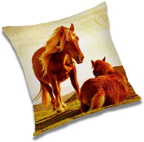 RADANYA 3d printed Polyester Gold Cushion Cover ( Small , Pack of 1 )