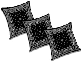 RADANYA 3d printed Polyester Black Cushion Cover ( Regular , Pack of 3 )