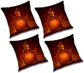 RADANYA 3D Printed Cushion Cover with Filler (Set of 4) 12X12 inch