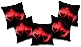 RADANYA 3d printed Polyester Black Cushion Cover ( Regular , Pack of 5 )