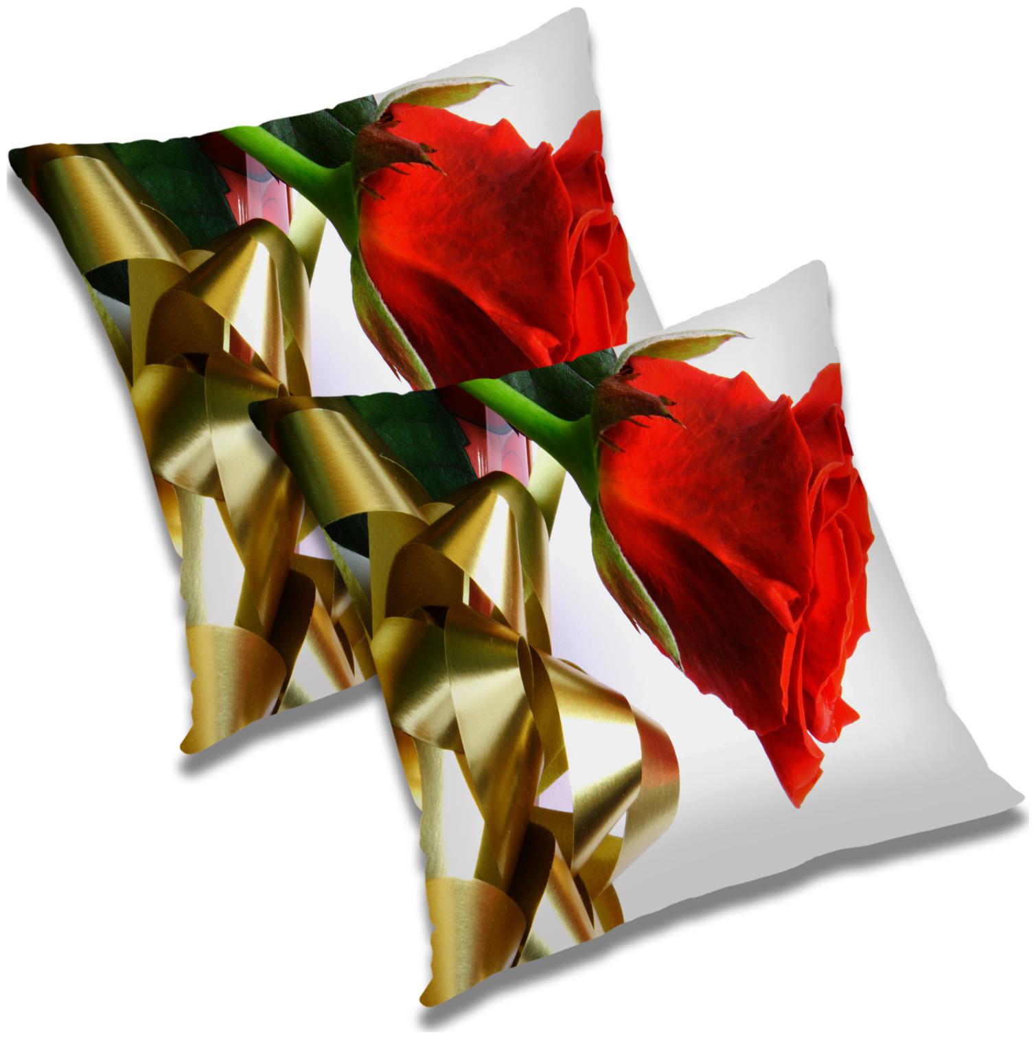 

RADANYA 3d printed Polyester Red Cushion Cover ( Large Pack of 2 )