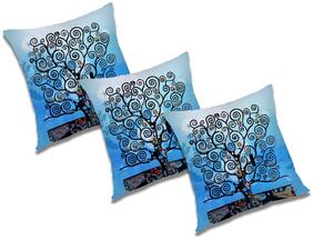 RADANYA 3d printed Polyester Blue Cushion Cover ( Large , Pack of 3 )