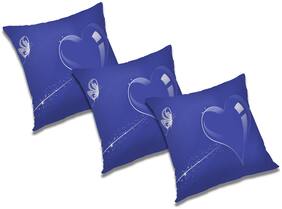 RADANYA 3d printed Polyester Blue Cushion Cover ( Large , Pack of 3 )