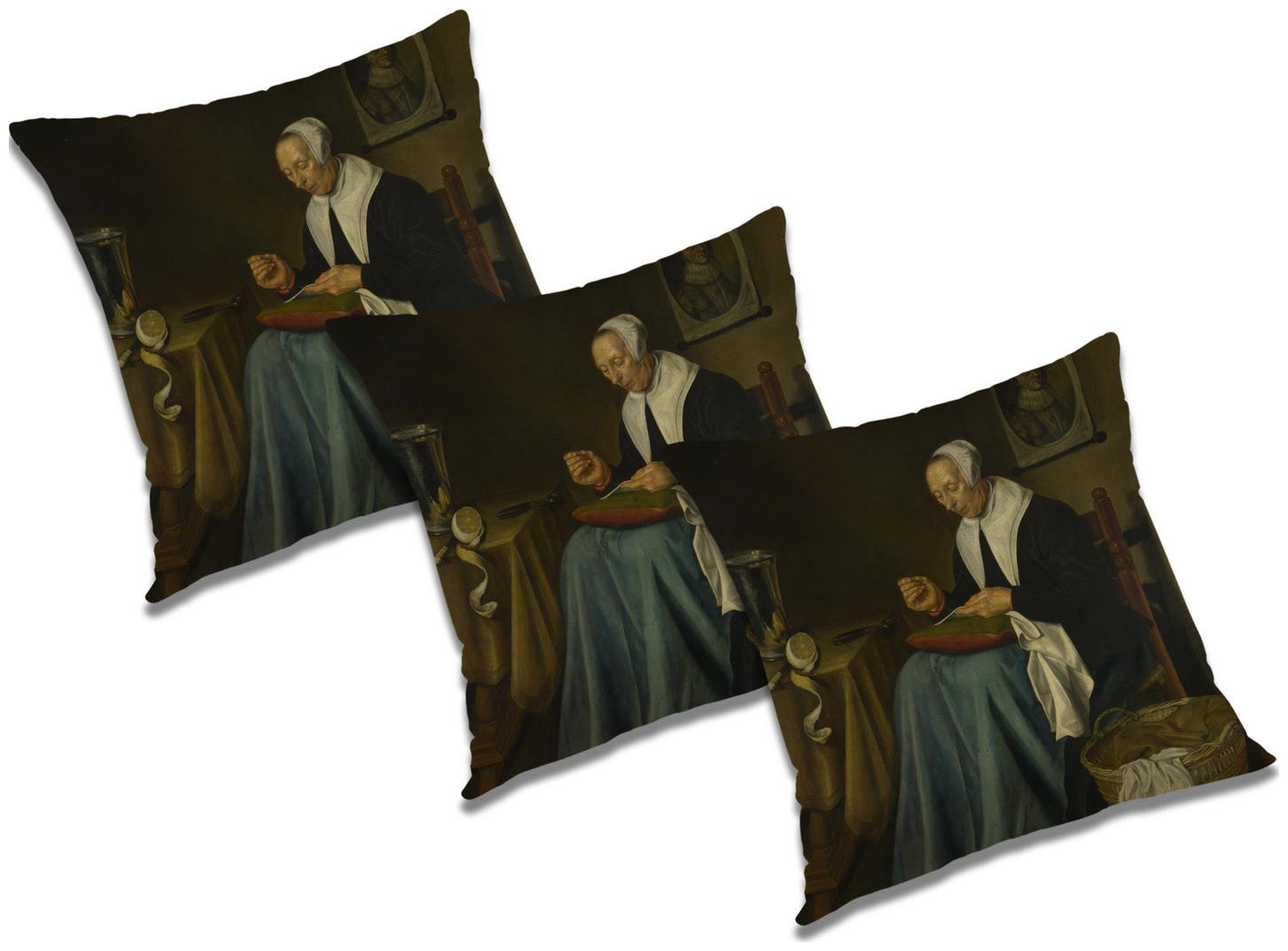 

RADANYA 3d printed Polyester White Cushion Cover ( Large Pack of 3 )