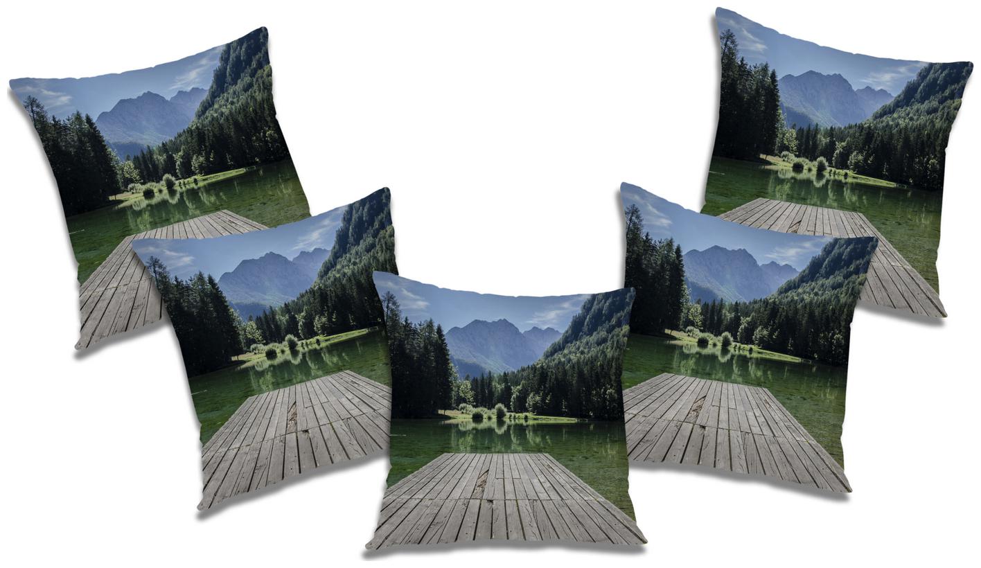 

RADANYA 3D Printed Cushion Cover with Filler (Set of 5) 12X12 inch