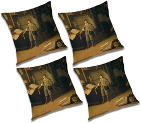 RADANYA 3D Printed Cushion Cover with Filler (Set of 4) 12X12 inch
