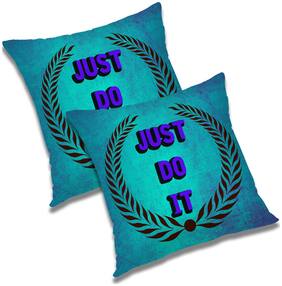 RADANYA 3d printed Polyester Blue Cushion Cover ( Large , Pack of 2 )