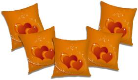 RADANYA 3d printed Polyester Orange Cushion Cover ( Small , Pack of 5 )