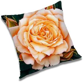 RADANYA 3d printed Polyester Orange Cushion Cover ( Large , Pack of 1 )