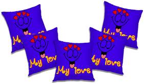 RADANYA 3d printed Polyester Blue Cushion Cover ( Regular , Pack of 5 )
