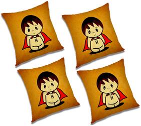 RADANYA 3d printed Polyester Orange Cushion Cover ( Large , Pack of 4 )