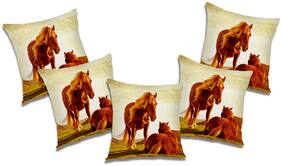 RADANYA 3d printed Polyester Gold Cushion Cover ( Large , Pack of 5 )