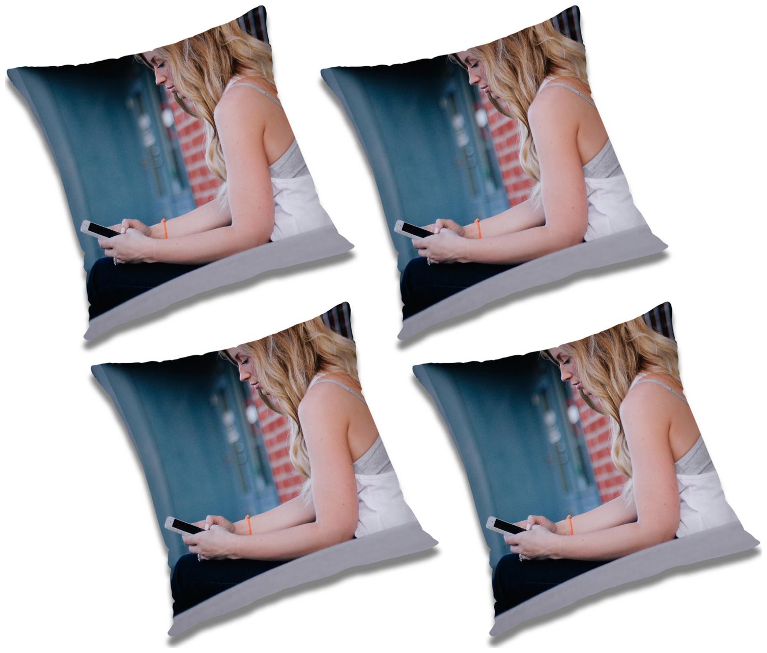 

RADANYA 3D Printed Cushion Cover with Filler (Set of 4) 24x24 inch