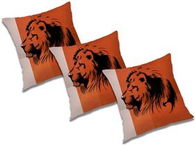 RADANYA 3d printed Polyester Orange Cushion Cover ( Regular , Pack of 3 )