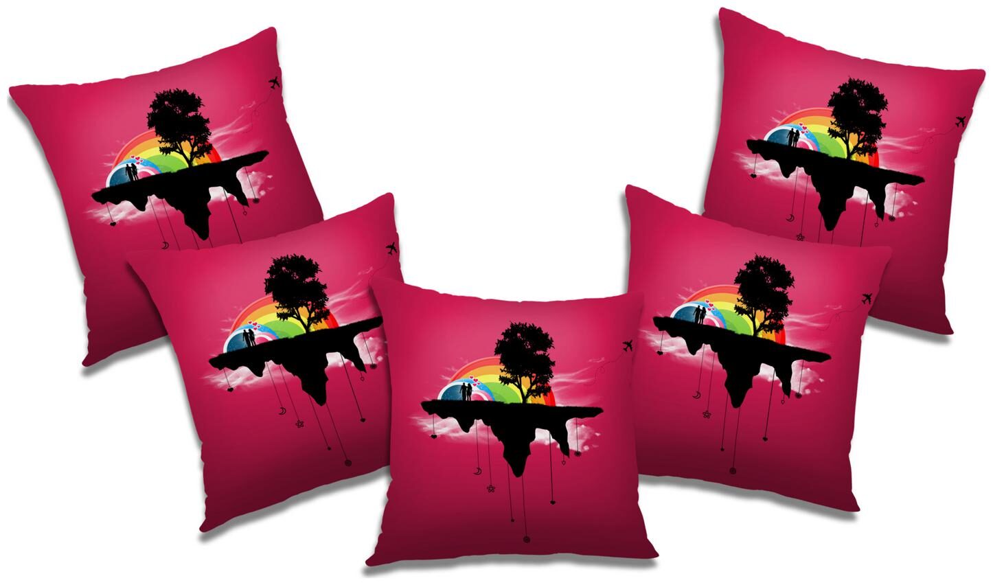 

RADANYA 3d printed Polyester Pink Cushion Cover ( Large Pack of 5 )