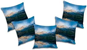 RADANYA 3d printed Polyester Blue Cushion Cover ( Small , Pack of 5 )