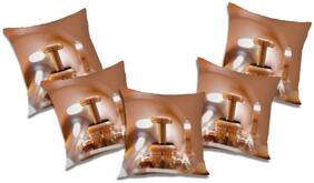 RADANYA 3d printed Polyester Gold Cushion Cover ( Small , Pack of 5 )