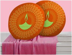 RADANYA Abstract Digitally Printed Round Cushion Cover Pillow Case Home D cor Set of 2 ,16 inch,Orange