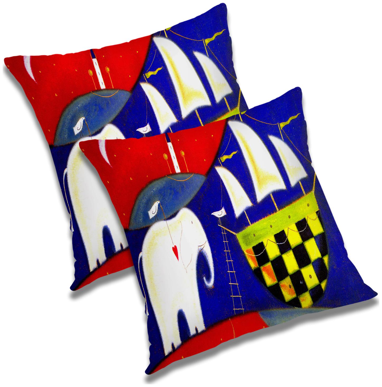 

RADANYA Abstract Polyester Blue Cushion Cover ( Extra large Pack of 2 )