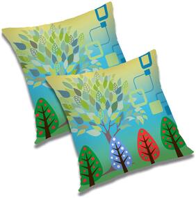 RADANYA Abstract Polyester Blue Cushion Cover ( Large , Pack of 2 )