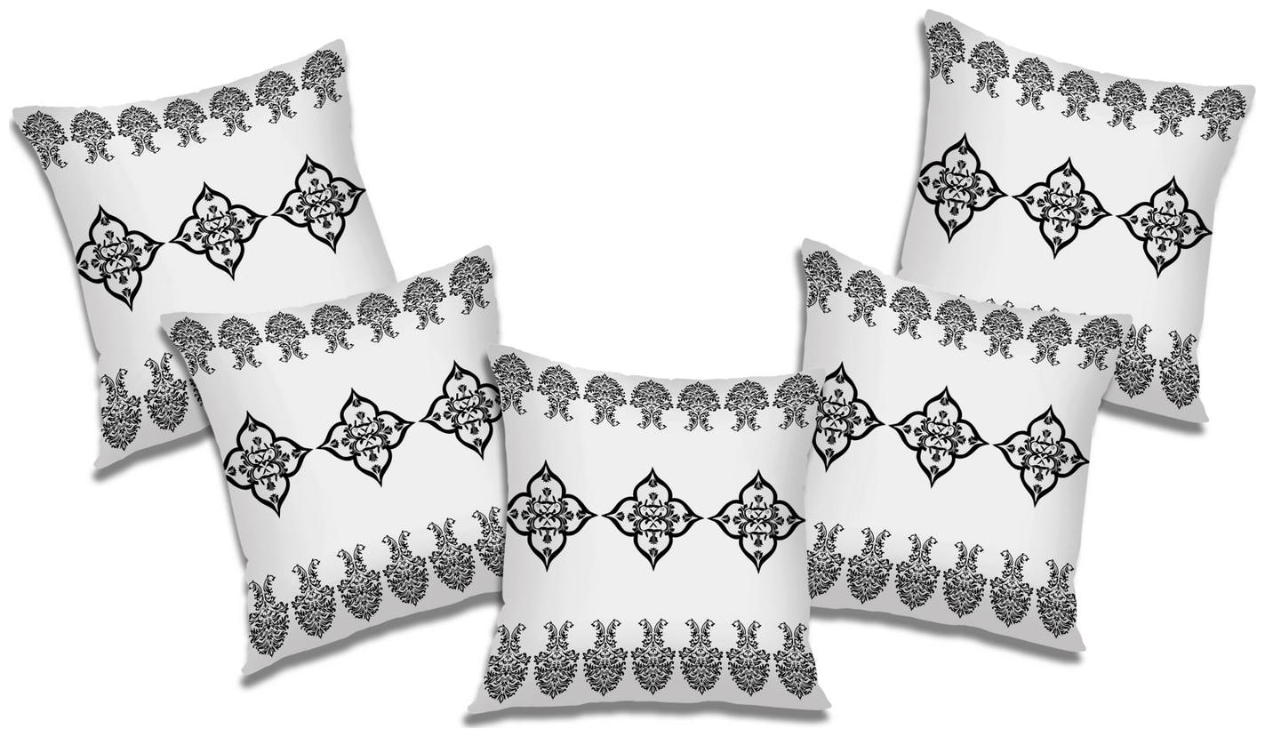 

RADANYA Abstract Polyester White Cushion Cover ( Extra large Pack of 5 )