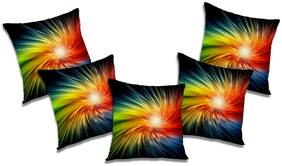 RADANYA Abstract Polyester Black Cushion Cover ( Large , Pack of 5 )