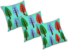 RADANYA Abstract Polyester Blue Cushion Cover ( Large , Pack of 3 )