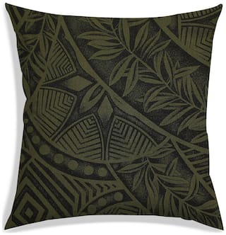 RADANYA Abstract Polyester Green Cushion Cover ( Large , Pack of 1 )
