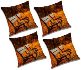 RADANYA Abstract Polyester Orange Cushion Cover ( Extra large , Pack of 4 )