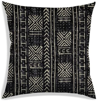 RADANYA Abstract Polyester Black Cushion Cover ( Large , Pack of 1 )