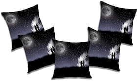RADANYA Abstract Polyester Black Cushion Cover ( Small , Pack of 5 )