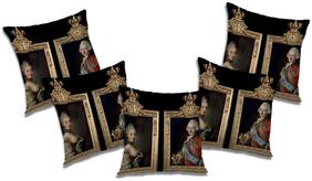 RADANYA Abstract Polyester Black Cushion Cover ( Extra large , Pack of 5 )