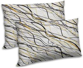 RADANYA Polyester Abstract Pillow Covers ( Pack of 2 , White )