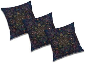 RADANYA Abstract Polyester Black Cushion Cover ( Regular , Pack of 3 )